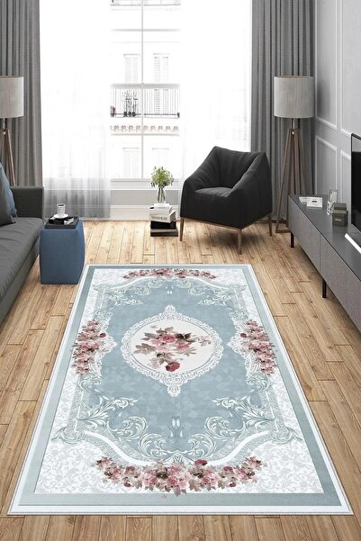 df home Salon Halısı Geometrik İskandinav Eskitmeli Dijital Baskı Yıkanabilir...