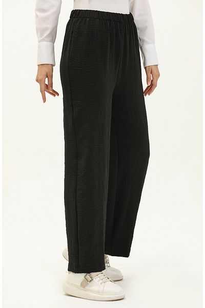 sefamerve Black Aerobin Fabric Wide Leg Trousers - 1007-01