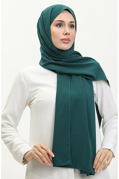 sefamerve Βαμβακερό σάλι Aymina Dark Emerald Green Silk 8612-13
