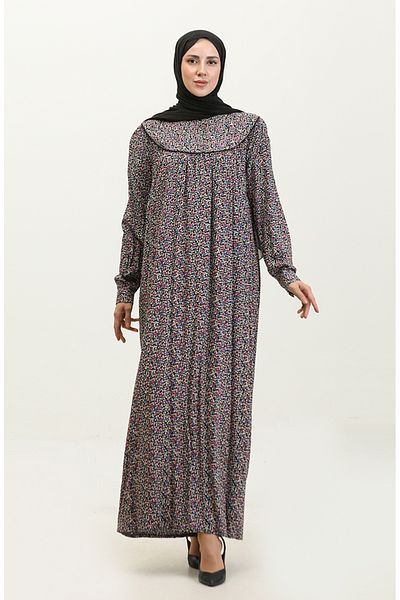 sefamerve Φόρεμα Viscose Print Plus Size - 4473G-02 Μαύρο Λιλά