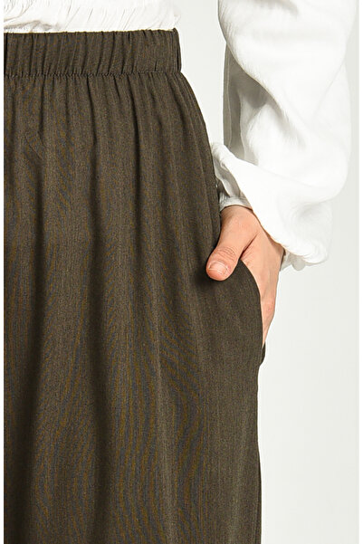 sefamerve Viscose Embroidered Trousers 8080-01 Khaki