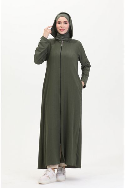 sefamerve Khaki Hooded Sports Ferace - 5104-03