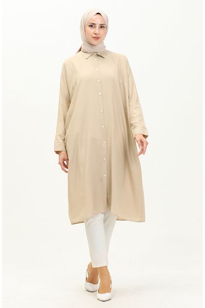 sefamerve Stone Colored Raglan Sleeve Tunic - 6433-22