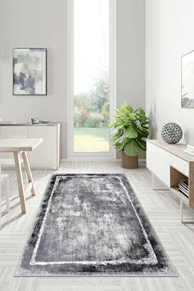 Hülya Home Kesme Halı Desenli Dijital Baskı Yıkanabilir Kaymaz Taban İnce Sal...