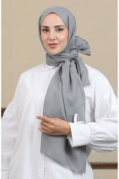sefamerve Βαμβακερό σάλι Jacquard Grey 2071-02