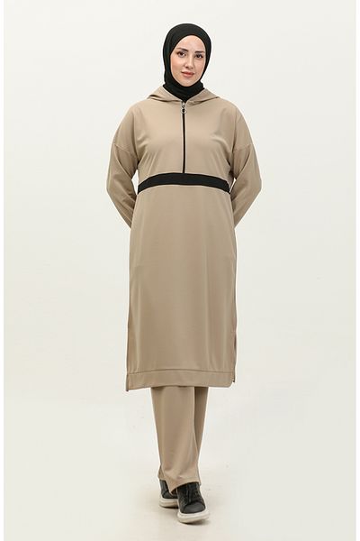 sefamerve Διπλό κοστούμι με φερμουάρ Mink Hooded - 3020-02
