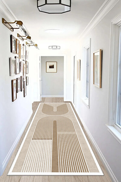 Hülya Home Runner Geometric Scandinavian Tumbled Digital Print Washable Non-Slip Base 8160RunnerHULYA