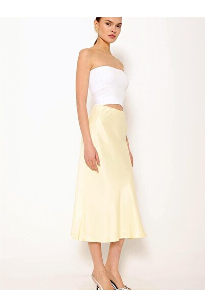 Coral Satin Bias Skirt Yellow
