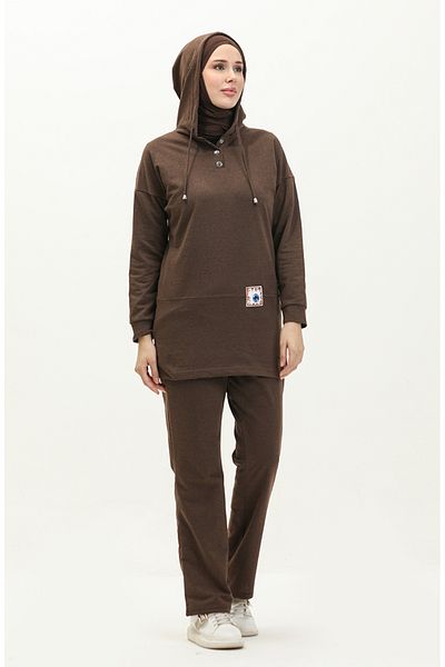 sefamerve Σετ φόρμας 3036-11 Model Brown Hooded