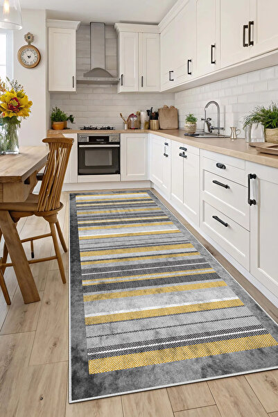 Evimle Makinede yıkanabilir kaymaz taban leke tutmaz mutfak halısı salon halı...