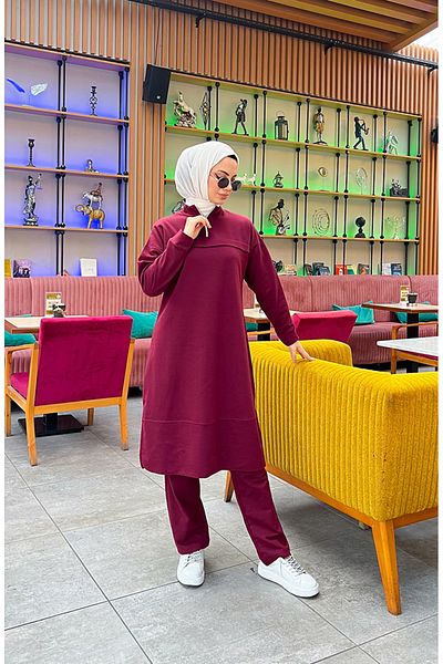 sefamerve Claret Red αθλητική φόρμα 3062-04 - Φερμουάρ, δύο κλωστές