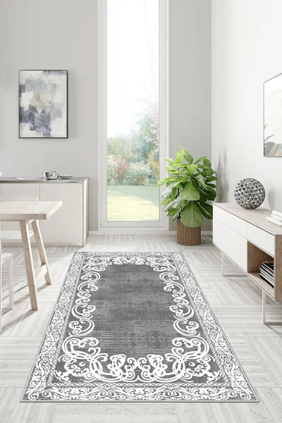 UZZA Kesme Halı Desenli Dijital Baskı Yıkanabilir Kaymaz Taban İnce Salon Mut...