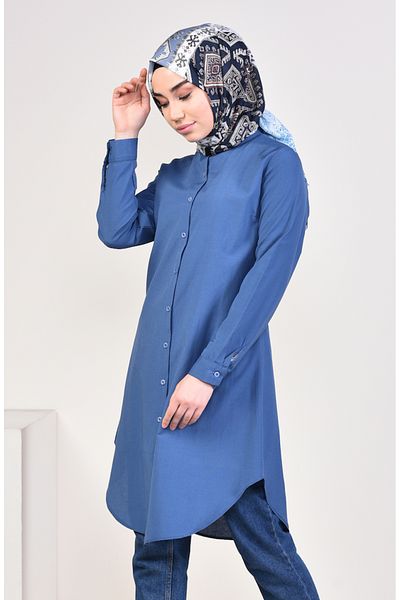 sefamerve Judge Collar Tunic 6475-14 Light Navy Blue