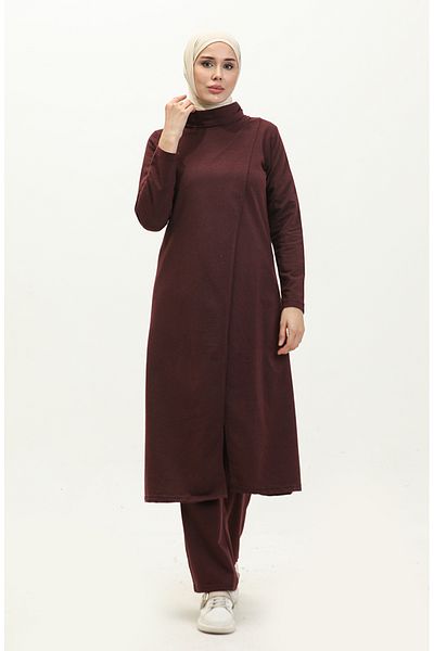 sefamerve Σετ φόρμας 3043-10 Plum Turtleneck