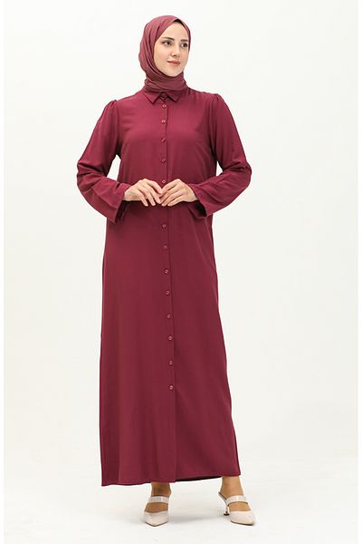 sefamerve Φόρεμα Viscose Sleeve Gathered 5109-04 - Plum