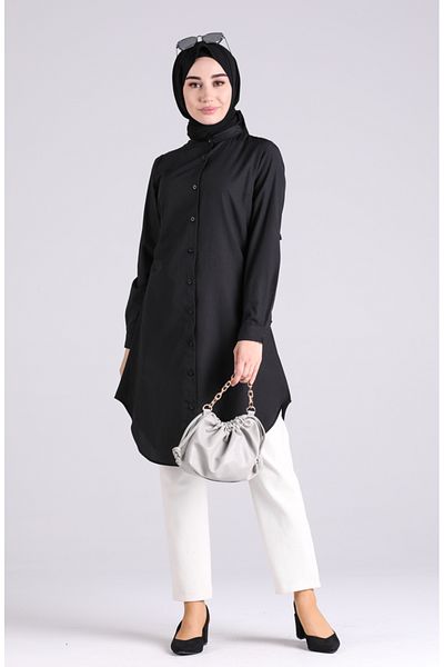 sefamerve Judge Collar Tunic 6475-01 Μαύρο