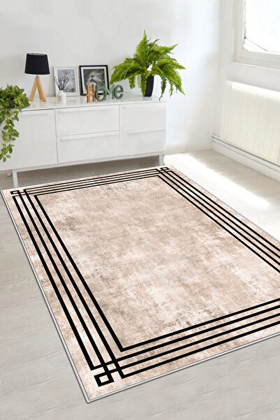 df home Salon Halısı Geometrik İskandinav Eskitmeli Dijital Baskı Yıkanabilir...