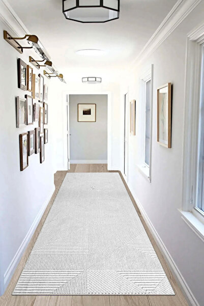 Hülya Home Yolluk Geometrik İskandinav Eskitmeli Dijital Baskı Yıkanabilir Kaymaz Taban 8144YollukHULYA