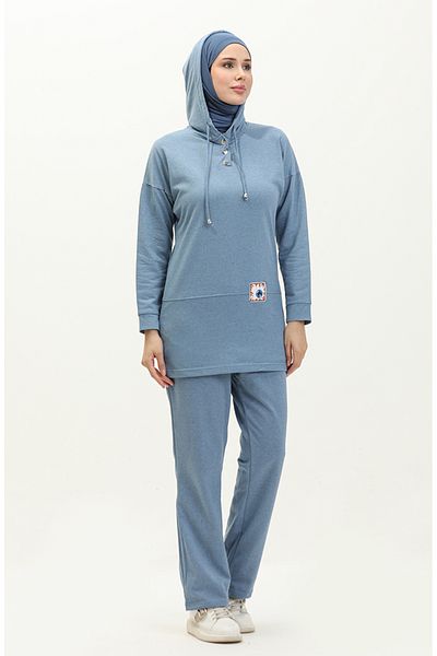 sefamerve Σετ αθλητικής φόρμας Blue Hooded - 3036-10
