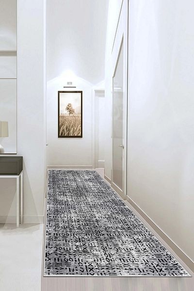 df home 8065 Model Digital Printed Non-Slip Carpet - Washable Base, Cutting Runner and for Hallway