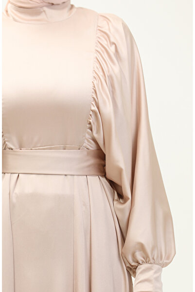 sefamerve Βραδινό φόρεμα Light Powder Balloon Sleeve Satin - 6176-15
