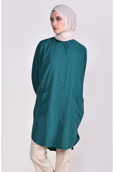 sefamerve Τοπέ βισκόζης με τσέπη 6480-09 Emerald Green