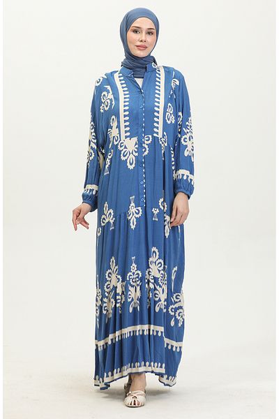 sefamerve Φόρεμα Indigo Balloon Sleeve - 4091-04