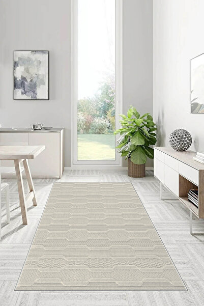 UZZA Salon Halısı Geometrik İskandinav Eskitmeli Dijital Baskı Yıkanabilir Ka...