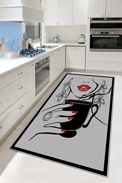 df home Kesme mutfak halısı Desenli Dijital Baskı Yıkanabilir Kaymaz Taban  İ...