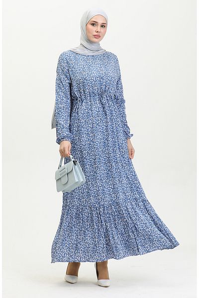 sefamerve Φόρεμα βισκόζης με λουλούδια Indigo - 81859-04