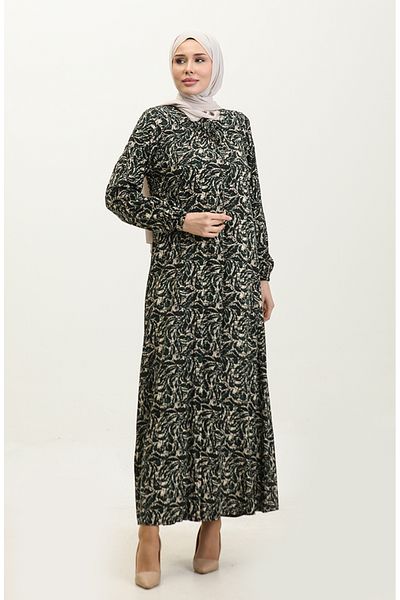 sefamerve Σμαραγδένιο Πράσινο Φόρεμα Βισκόζης Plus Size - 44851C-01