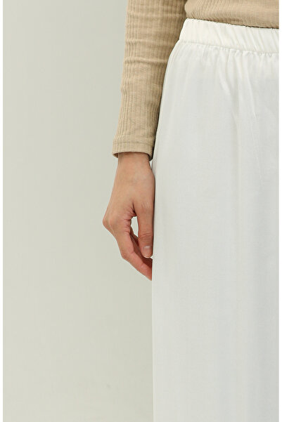 sefamerve Beli Lastikli Bol Paça Pantolon 25104-01 Ekru