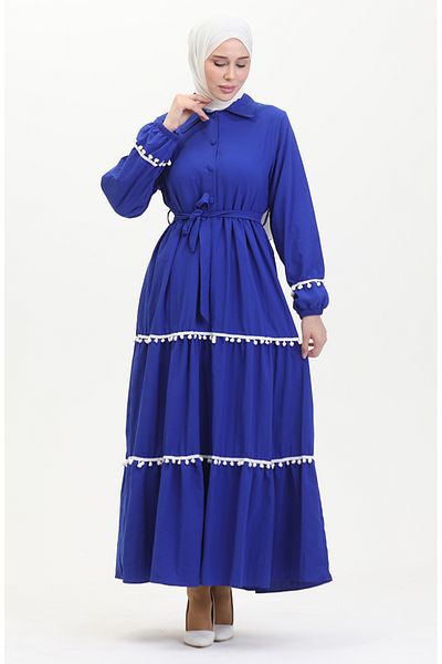 sefamerve Φόρεμα Saks Belted Pom Pom - 0482-02