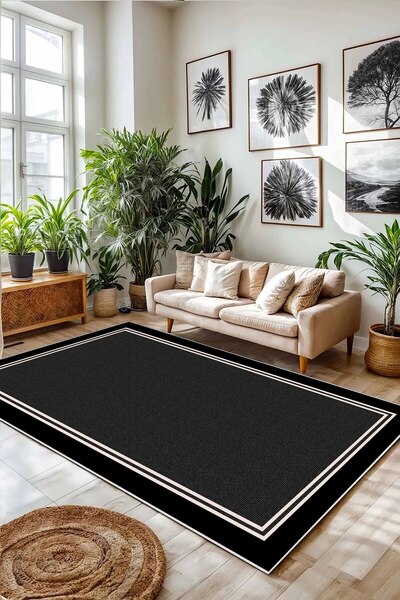 df home Salon Halısı Geometrik İskandinav Eskitmeli Dijital Baskı Yıkanabilir...