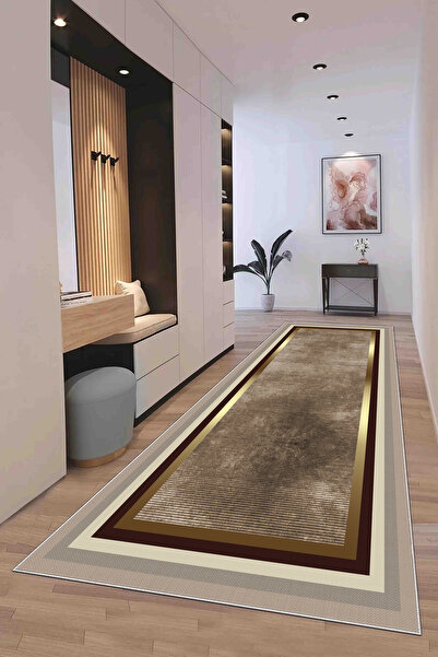 Hülya Home Runner Geometric Scandinavian Antique Digital Printing Washable Non-Slip Base 9022Yollukhulya