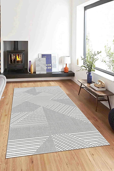 Hülya Home Salon Halısı Geometrik İskandinav Eskitmeli Dijital Baskı Yıkanabi...
