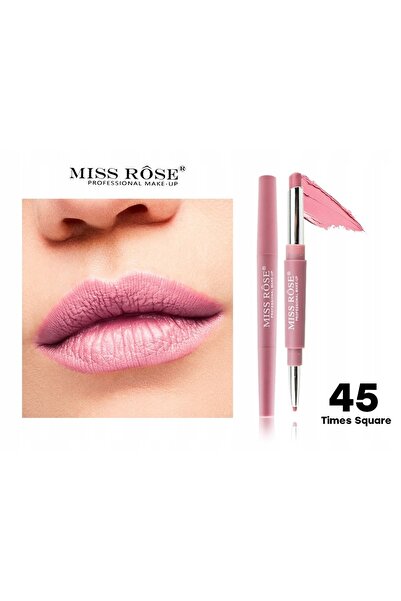 MISS ROSE أحمر شفاه احترافي عالي الصبغة 2 في 1، قلم تحديد شفاه، لمسة نهائية غ...