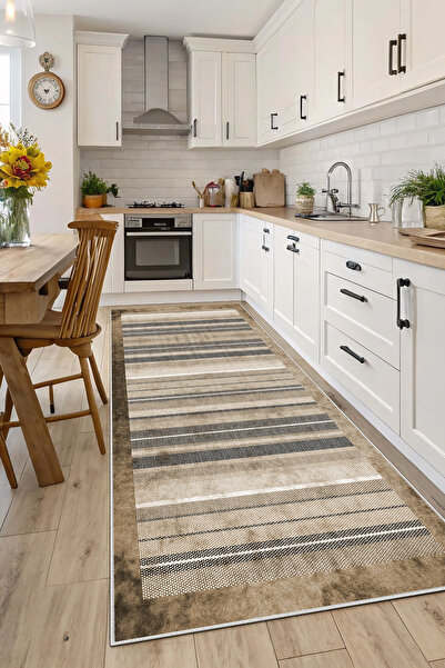 Evimle Makinede yıkanabilir kaymaz taban leke tutmaz mutfak halısı salon halı...