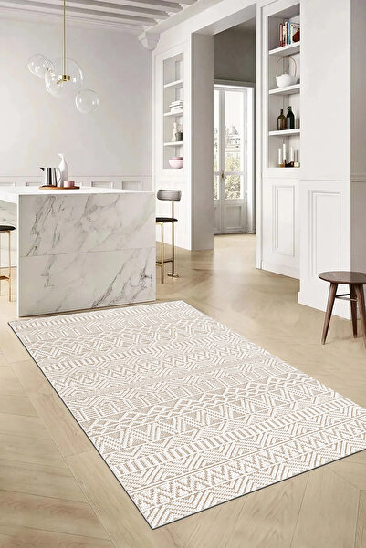 Hülya Home Mutfak Halısı Geometrik İskandinav Eskitmeli Dijital Baskı Yıkanabilir Kaymaz Taban 8142MUTFAKHULYA