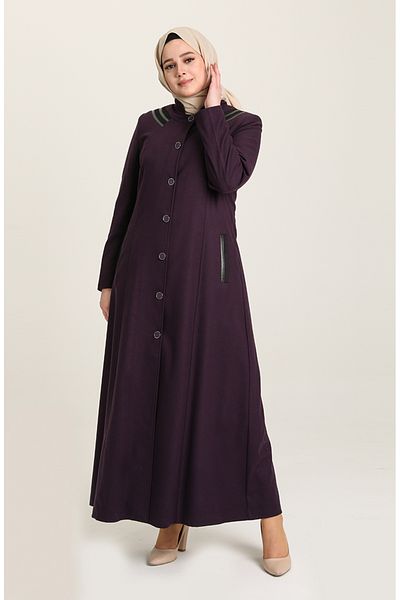 sefamerve Pardesiu violet - sezonier, detaliat nasturi, model 0400-01