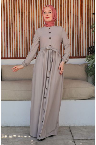 sefamerve Φόρεμα Mink Belted - Button Detailed 7878-01