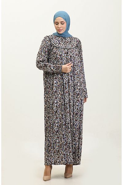 sefamerve Φόρεμα Viscose Print Plus Size - 4473K-02 Μαύρο δαμάσκηνο