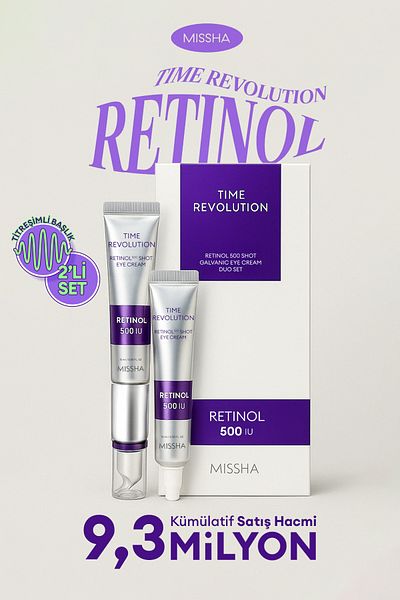 Missha Anti-Wrinkle Vibrating 2-Piece Eye Care Cream Time Revolution Retinol 500 Shot Eye Cream Duo Set