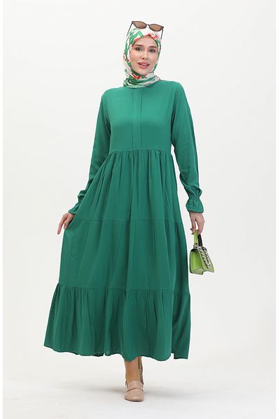 sefamerve Μπροστινό φόρεμα βισκόζης 0510-02 Emerald Green