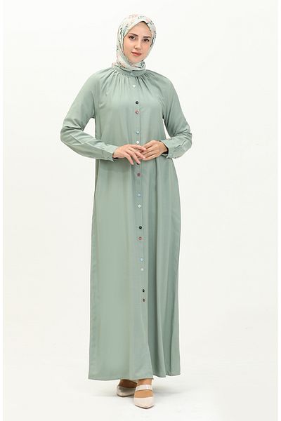 sefamerve Φόρεμα Water Green Viscose - Double Buttons, Μοντέλο 5110-04