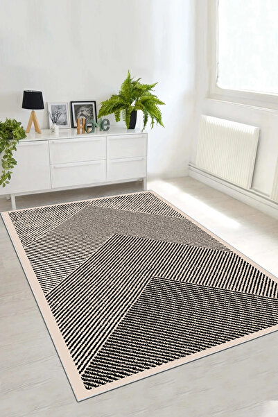 df home Salon Halısı Geometrik İskandinav Eskitmeli Dijital Baskı Yıkanabilir...