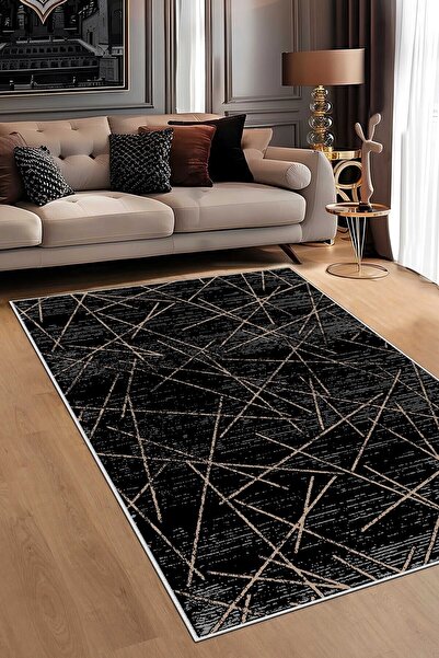 df home Salon Halısı Geometrik İskandinav Eskitmeli Dijital Baskı Yıkanabilir...