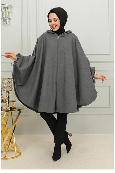 sefamerve Κασετίνα Poncho με κουκούλα, 0505-11 Anthracite