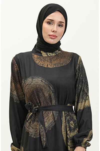 sefamerve Φόρεμα Navy Blue Yellow Digital Printed - 0262-02