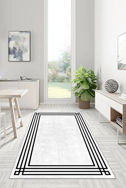 UZZA Salon Halısı Geometrik İskandinav Eskitmeli Dijital Baskı Yıkanabilir Ka...